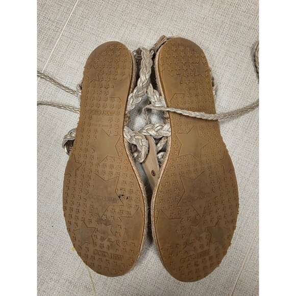 Jimmy Choo Snake Print & Metallic Espadrille Sandals Sz 37 Braided Lace-Up Boho - Picture 4 of 7